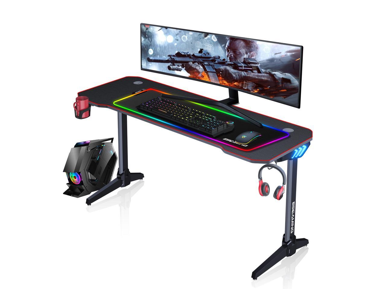 55/"Large Gaming Desk Home Office Computer Table PC w// Full-surface Mouse Pad