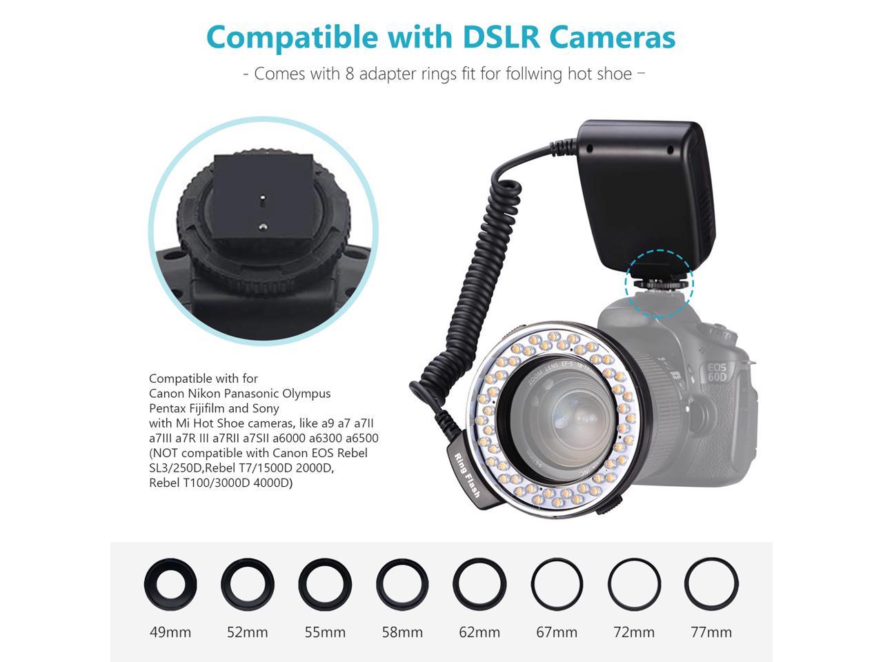 Adapter R Neewer 48 Macro LED Ring Flash Bundle with LCD Display Power Control 