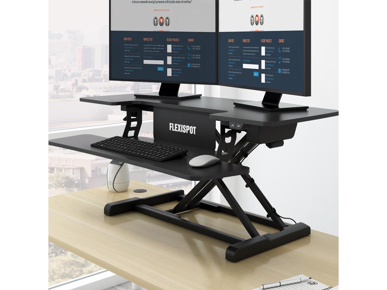 FlexiSpot Motorized Standing Desk Converter 40" Width Electric Stand up
