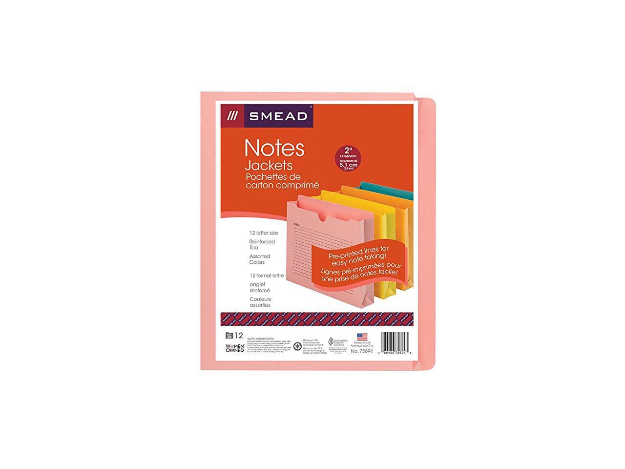Smead Notes File Jacket Letter Size 12 Per Pack 75694 Assorted Colors 2 Expansion