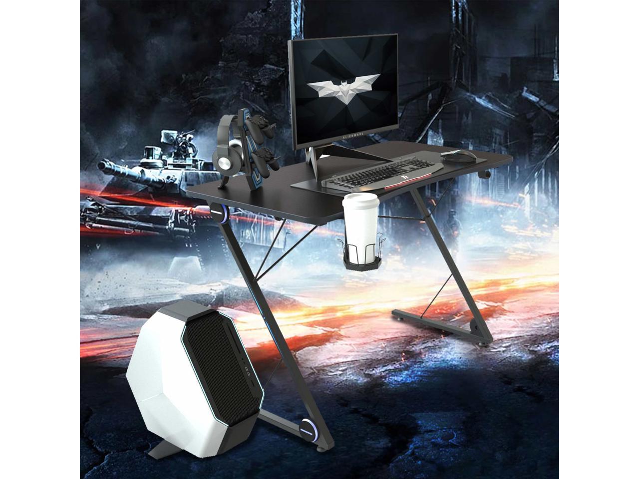 Gaming Desk, IFORGAME 43.3" Z-Shaped Computer Desk, Large Workstation