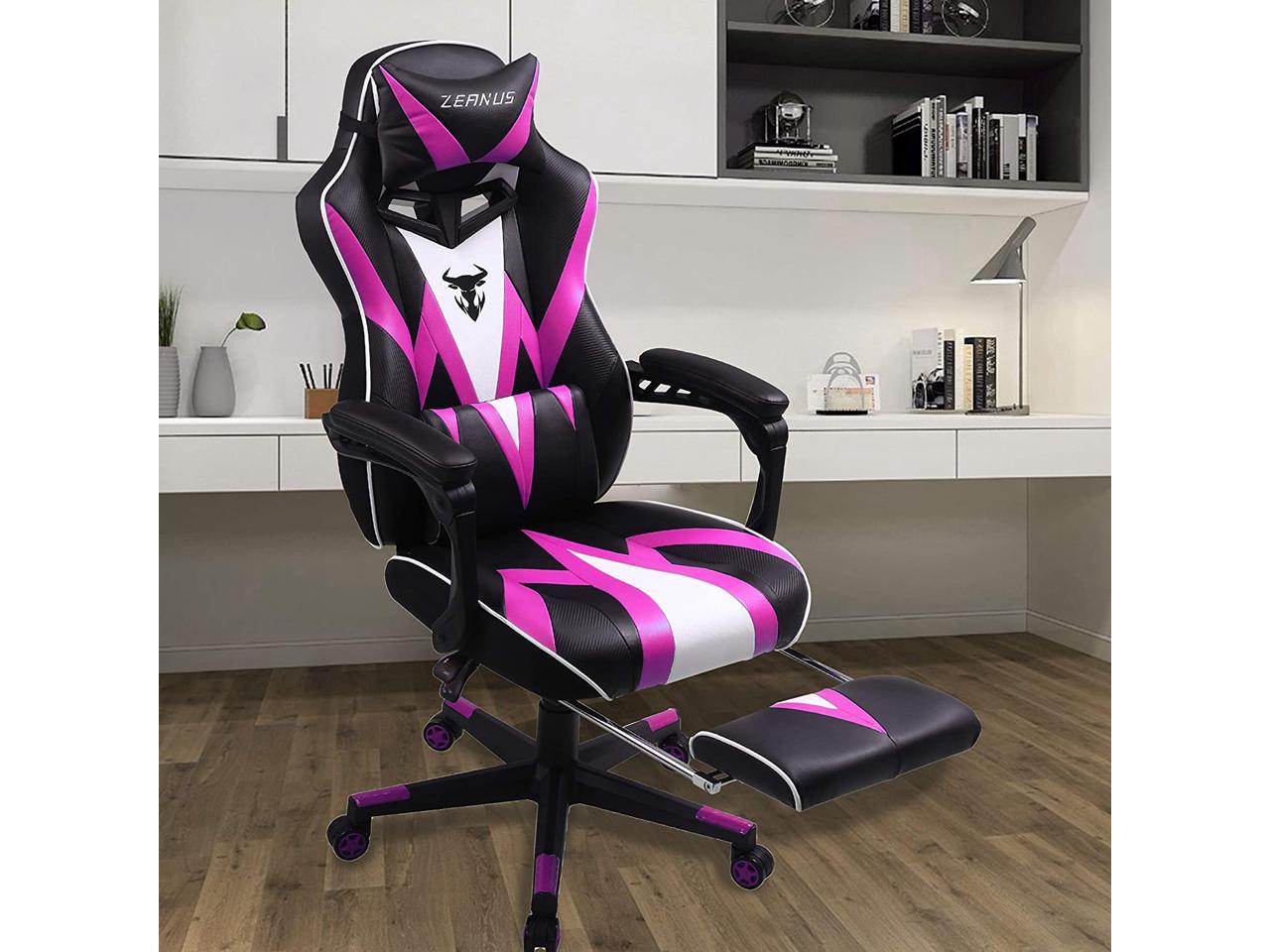 Zeanus Gaming chair with Footrest, Light Pink Gamer Chair