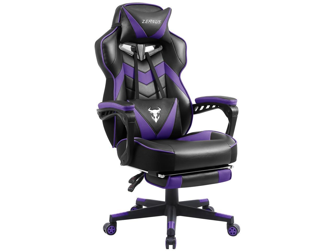 Zeanus Purple Gaming Chair, Reclining Computer Chair with Footrest