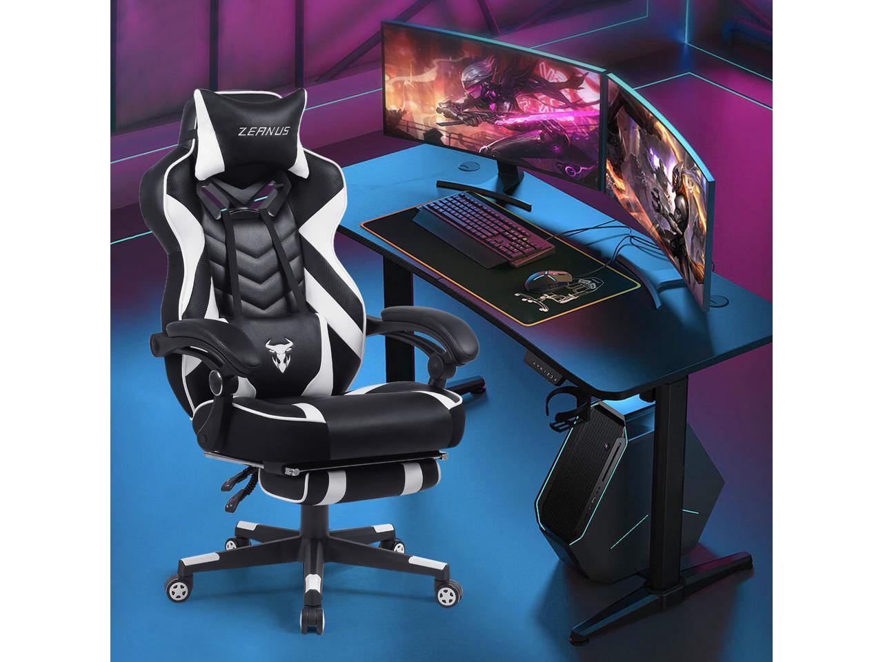 Zeanus Gaming Chair for Adults, Ergonomic Computer Chair with Footrest