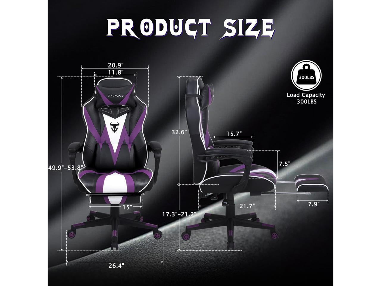 Zeanus Purple Gaming Chair, Reclining Computer Chair with Footrest