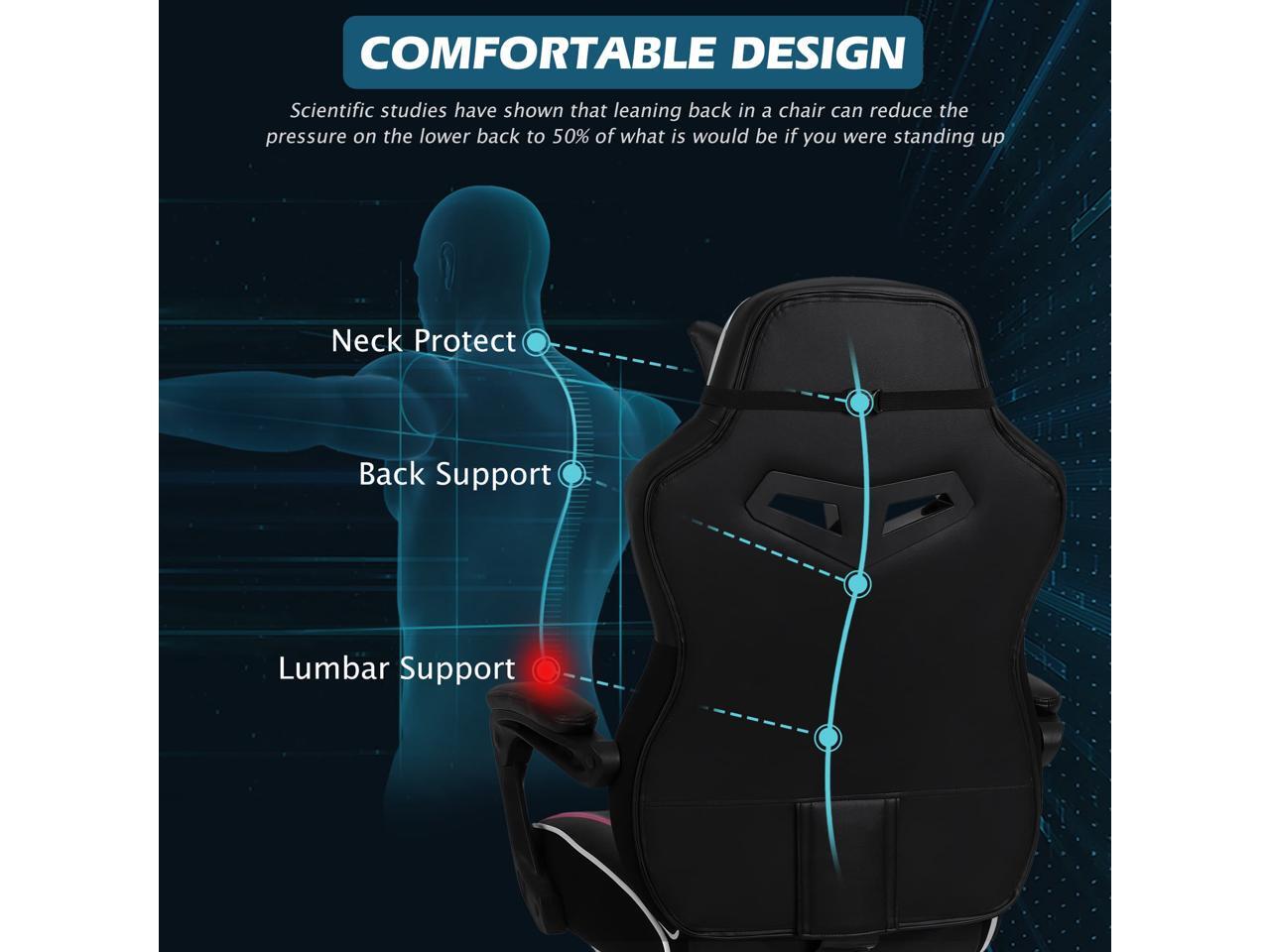 Zeanus Gaming chair with Footrest, Light Pink Gamer Chair for Girls