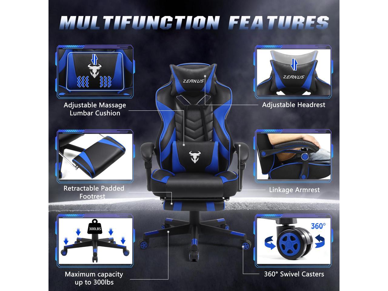 Zeanus Gaming Chair with Massage, Computer Gaming Chair for Adults
