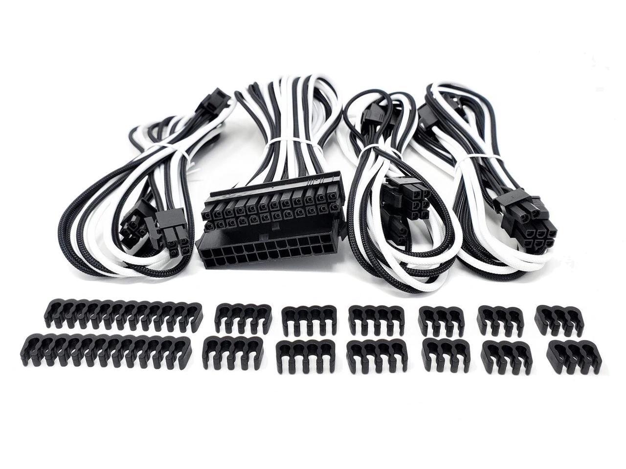 Micro Connectors Premium Sleeved PSU Cable Extension Kit (White/Black