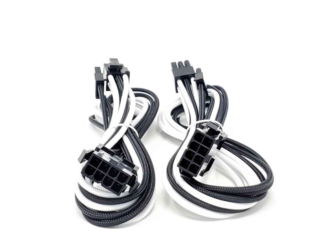 Micro Connectors Premium Sleeved PSU Cable Extension Kit (White/Black