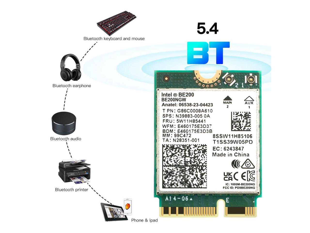 New WiFi 7 Intel BE200 Bluetooth 5.4 Wifi Card BE200NGW 2.4/ 5/ 6 GHz