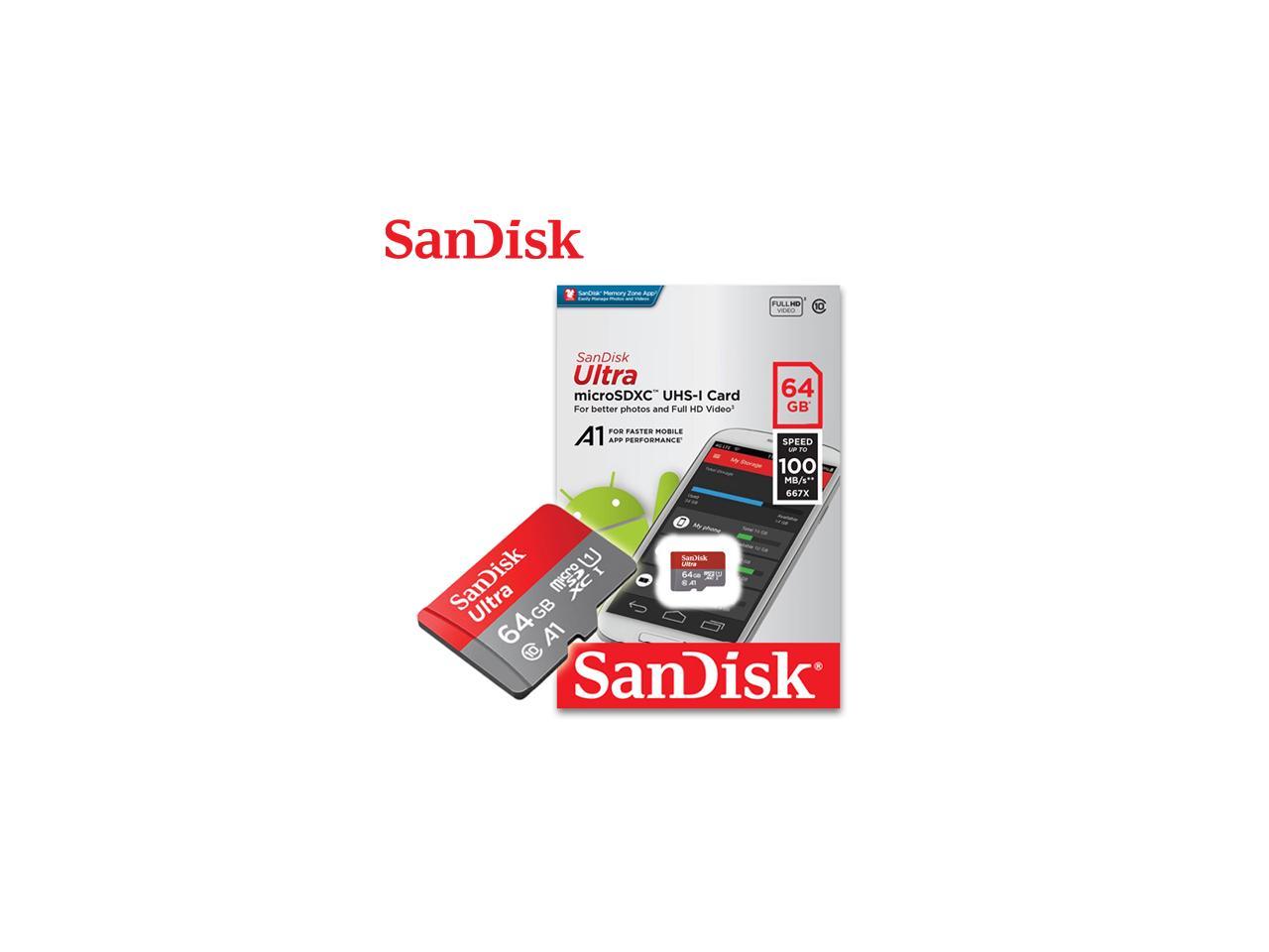 Sandisk 64gb Microsdxc Class 10 Sdsquar 064g Gn6mn Memory Card Retail W O Adapter Newegg Com