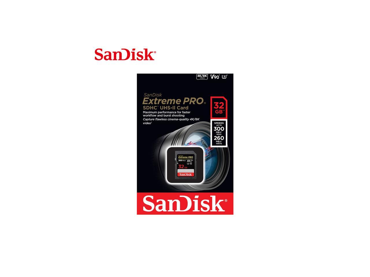 SanDisk 32GB Extreme Pro SDHC UHSII Memory Card, Speed Up to 300MB/s