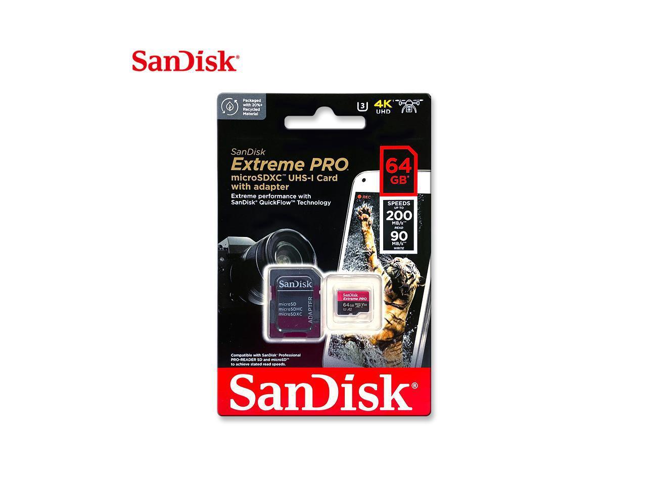 SanDisk 64GB Extreme PRO A2 microSDXC Card UHSI U3 V30 Read Speed up