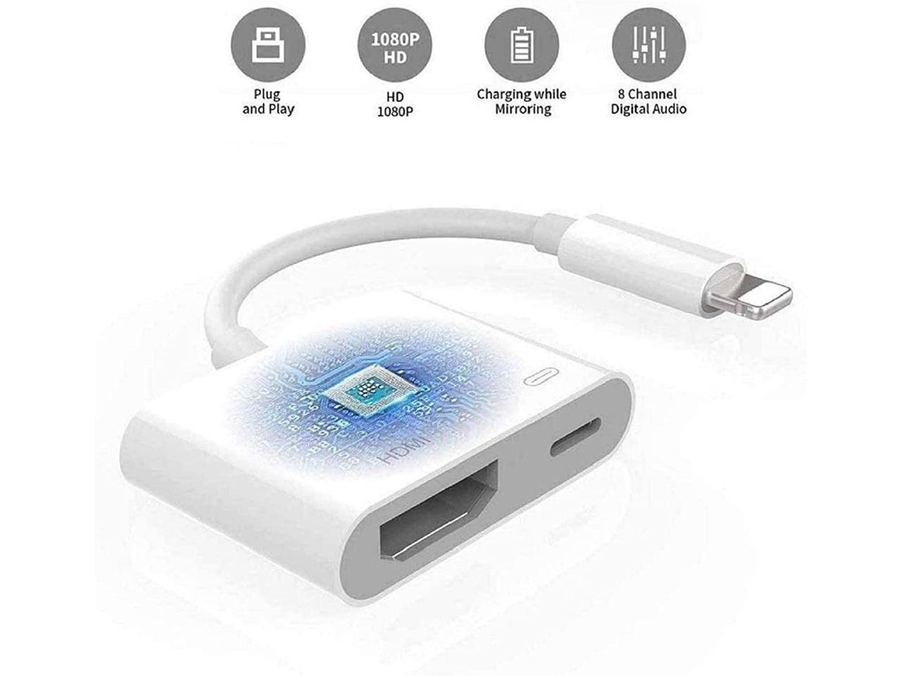 iPad on HDTV/Monitor/Projector 4K Video & Audio HDMI Sync Screen Converter with Charging Port for iPhone 11/SE/X/7 Lightning to 1080P Digital AV Adapter Apple MFi Certified Apple Lightning to HDMI