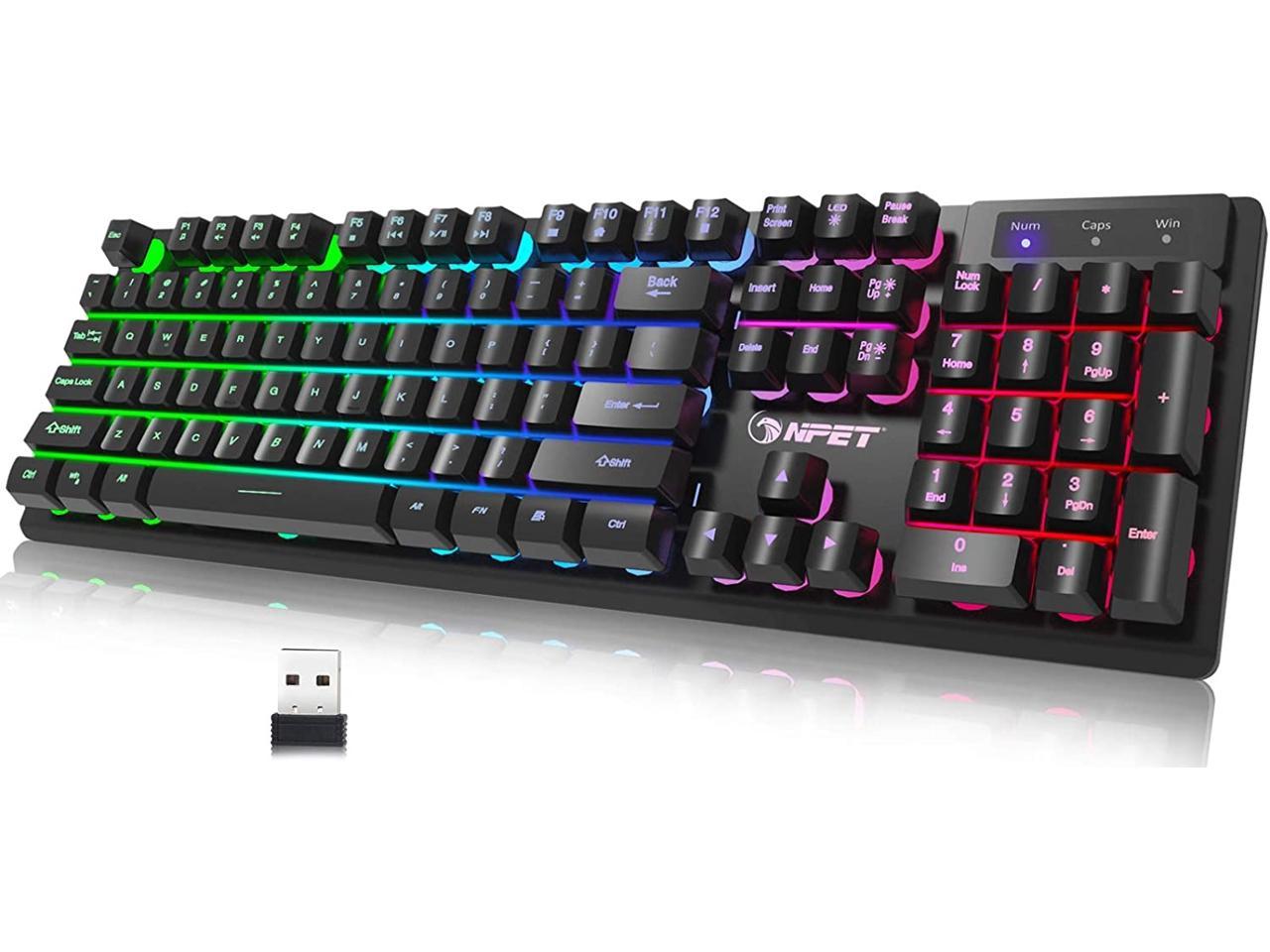 NPET K11 Wireless Gaming Keyboard Rechargeable Backlit Ergonomic 