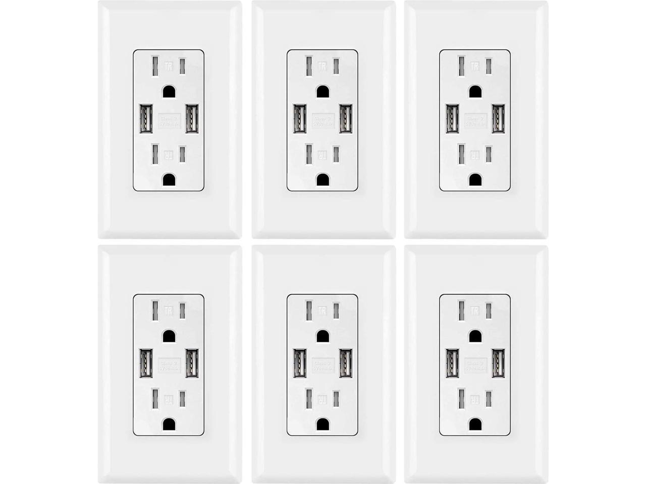 USB Outlet 4.2 Amps Fast charge 15 Amps Receptacle With Wall Plate