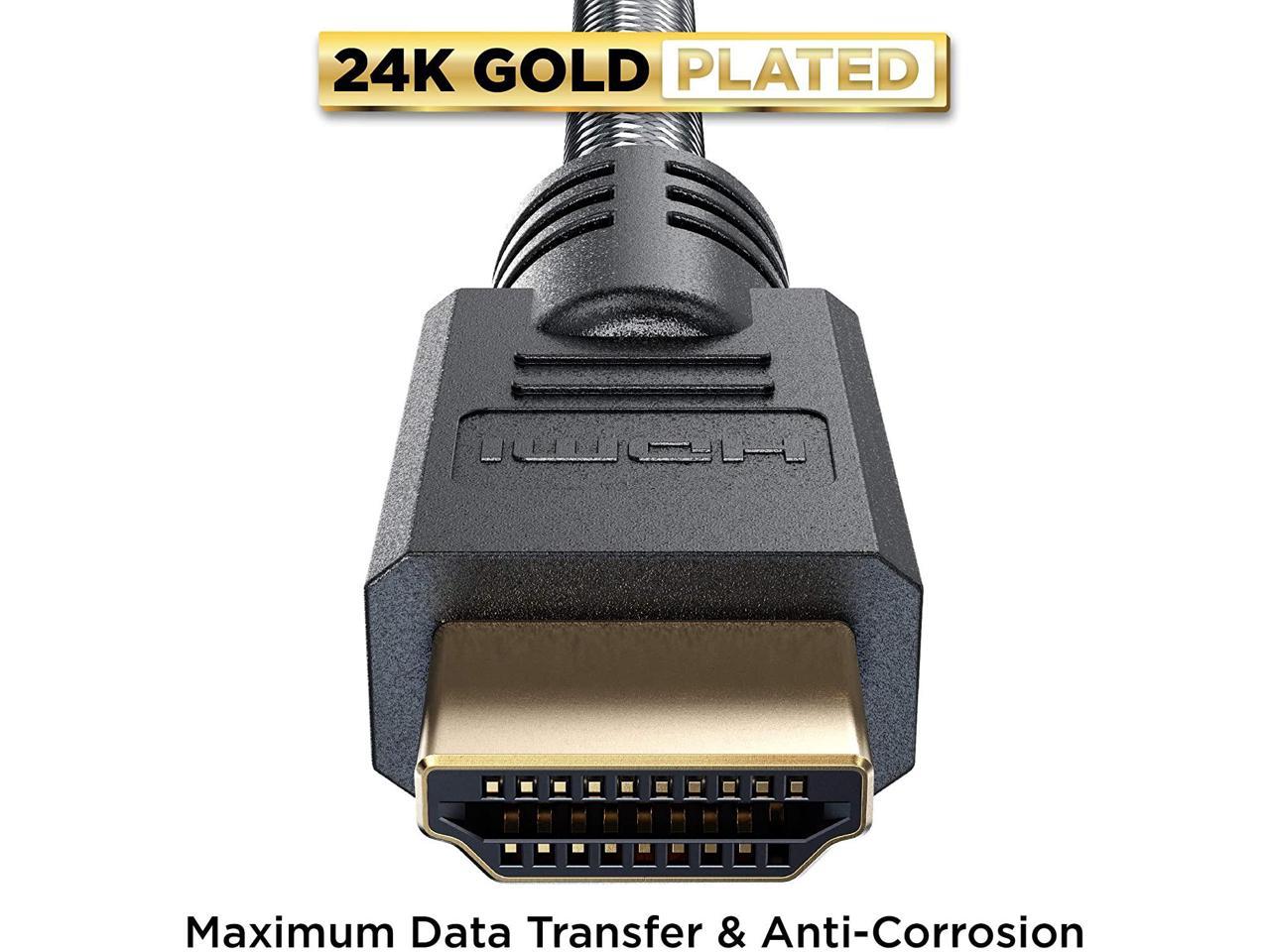 Gold Connectors & Premium Braided Nylon 1 Pack PowerBear 4K HDMI Cable 25 ft