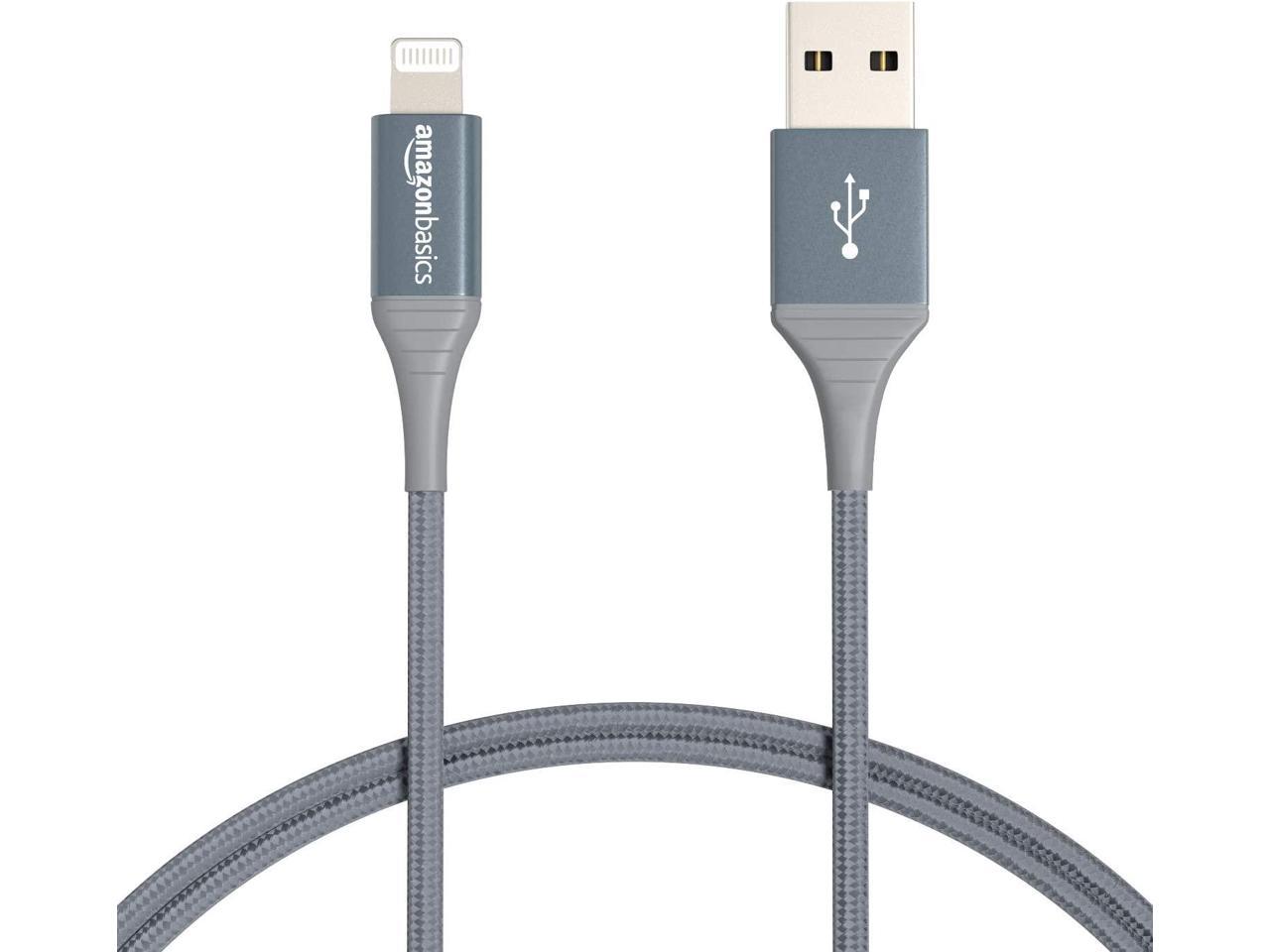 Advanced Collection Basics Double Braided Nylon Lightning to USB Cable MFi Certified Apple iPhone Charger 1-Foot Dark Gray 
