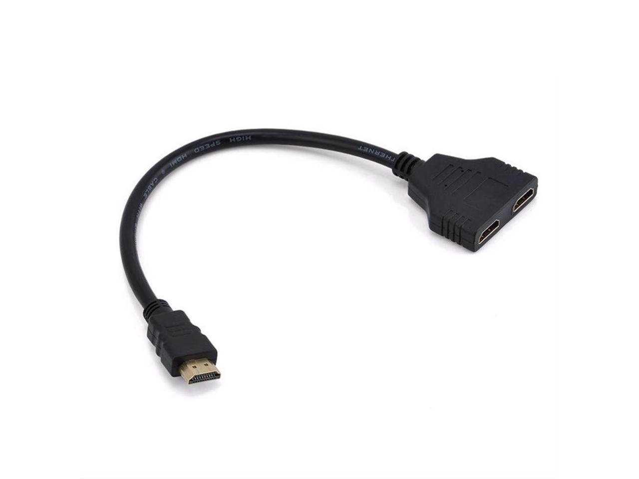 TV Signal One in,Two Out Black 12 Inch SYSAMA HDMI Cable 1080P HDMI Splitter Cable Port Male to 2 Female 1 in 2 Out Splitter Cable Adapter in HDMI HD LCD LED 