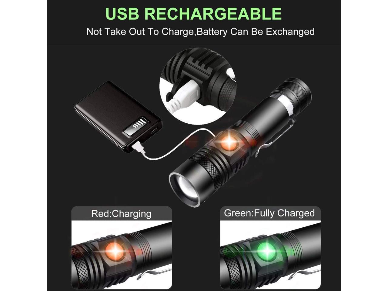 Aomees LED Torch Powerful Flashlight Torches USB Rechargable for Camping 2 
