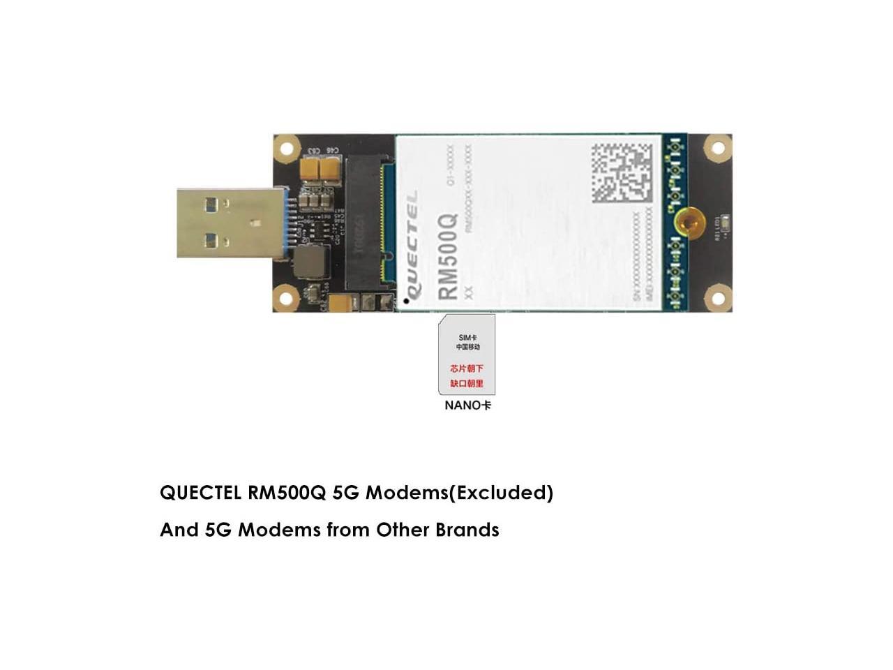 EXVIST 5G LTE Industrial M.2(NGFF) to USB3.0 Adapter W/Nano SIM Card Slot  for 5G LTE Module Like Quectel RM500Q etc. Applicable for M2M  IoT  Applications Like Raspberry Pi Industrial Router etc. -