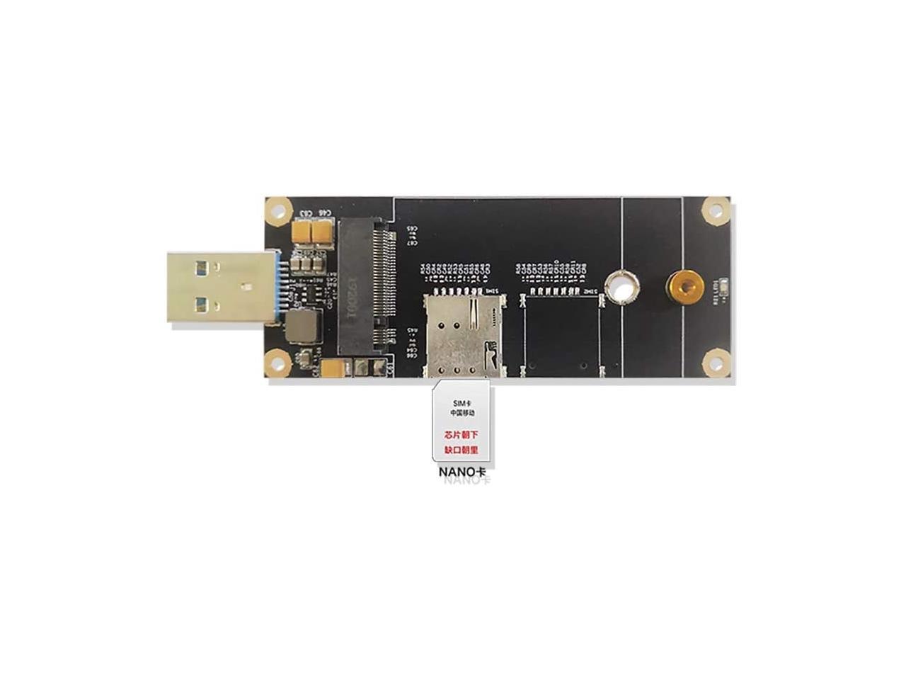 EXVIST 5G LTE Industrial M.2(NGFF) to USB3.0 Adapter W/Nano SIM Card Slot  for 5G LTE Module Like Quectel RM500Q etc. Applicable for M2M  IoT  Applications Like Raspberry Pi Industrial Router etc. -