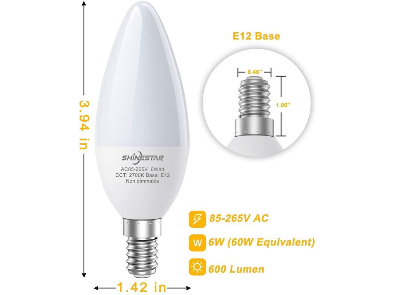 SHINESTAR 8Pack E12 LED Bulbs Ceiling Fan Light Bulb 60W Equivalent