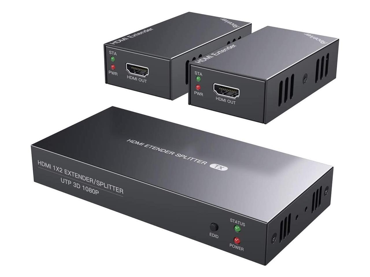 HDMI Extender Splitter 1x2 1080P60Hz Over Cat 5E/6/7 Cable