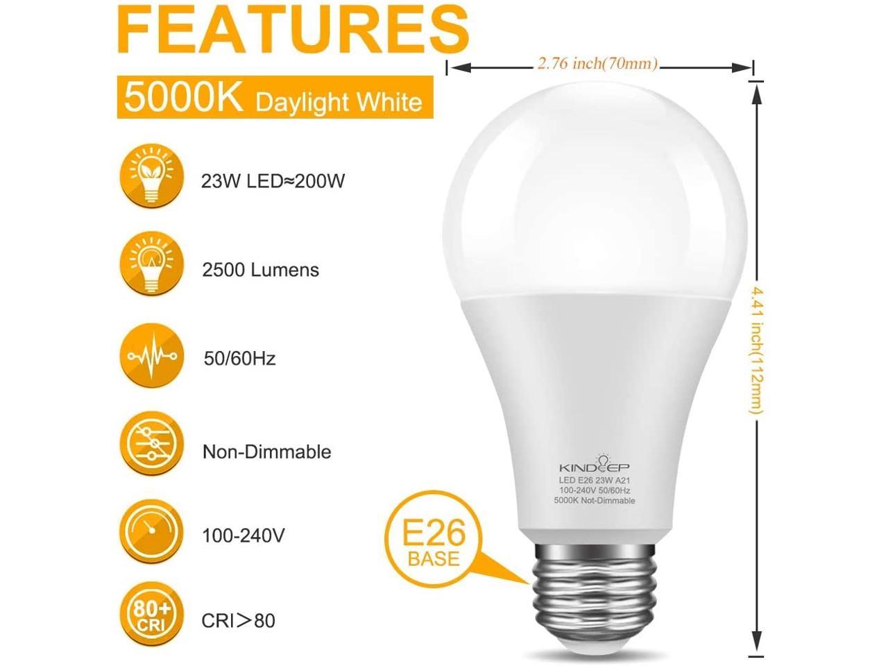 200 Watt Equivalent Bioled 20W Daylight 5000K E26 3 Pack LED Light Bulbs, 