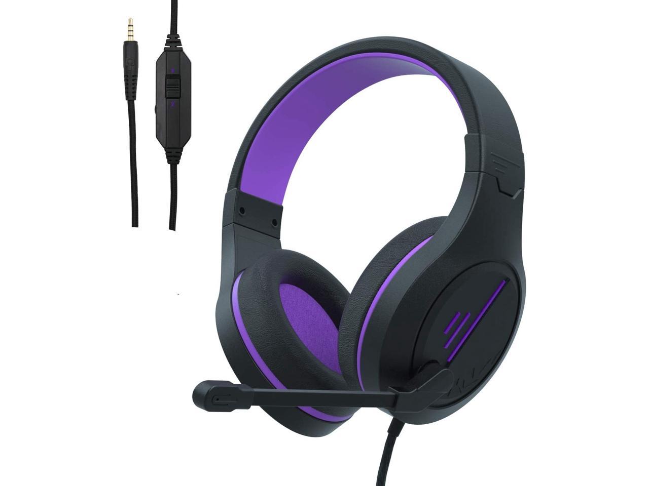 black and purple gaming headset