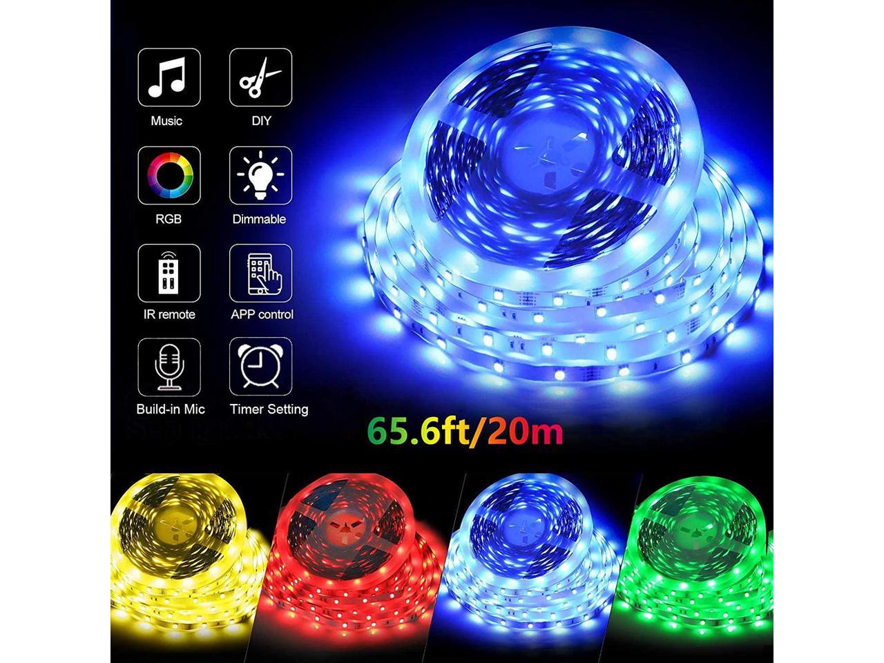 LED Strip Lights 65.6ft Ultra Long Bluetooth RGB Strip Light with APP ...