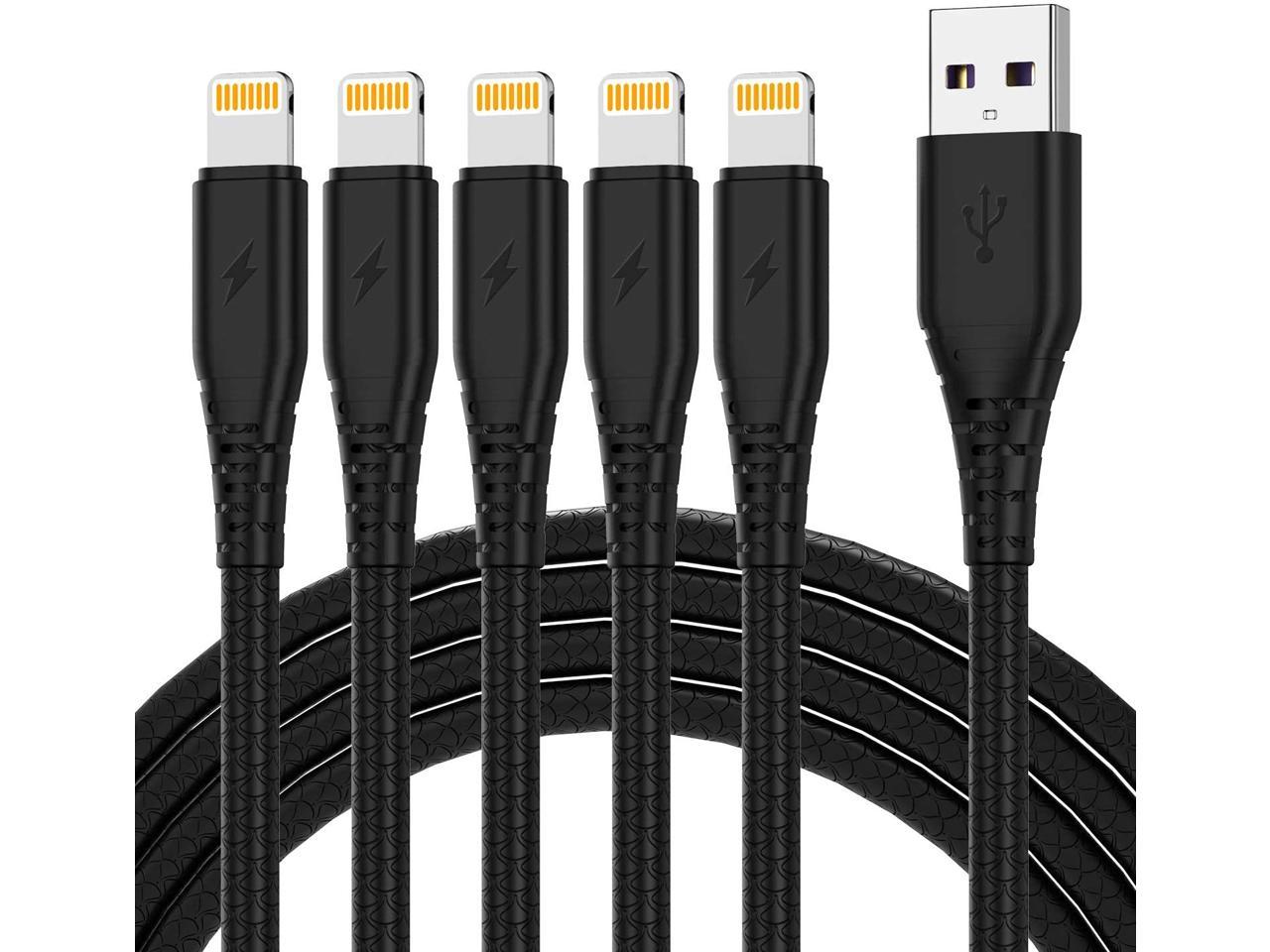 … Cabepow iPhone Charger Cable 3ft 5Pack Lightning Cable to UBS A Charging Cable Compatible with iPhone 11 Xs Max XR X 8 Plus 7 Plus 6 Plus SE iPad Pro iPod 10ft Black 