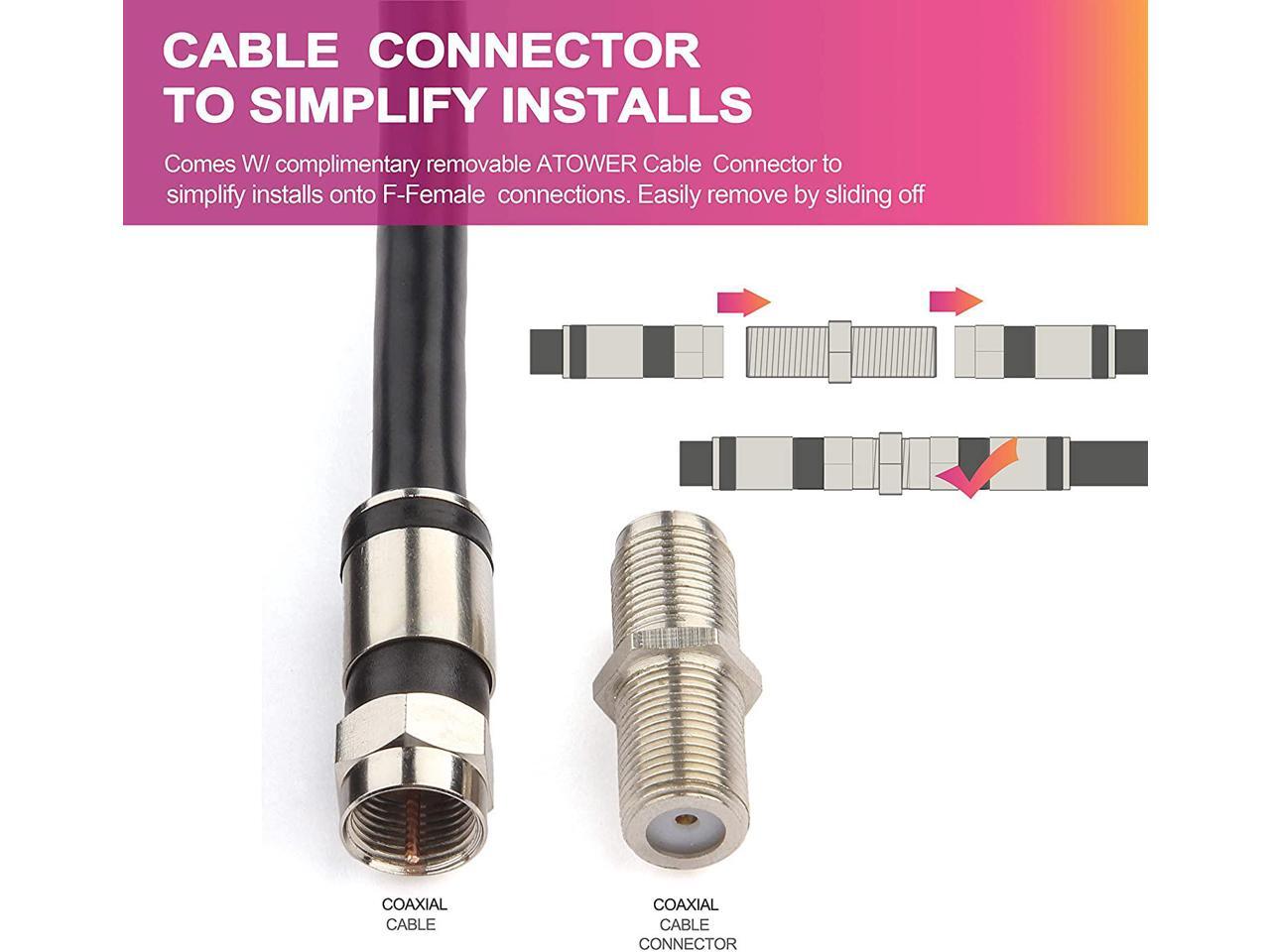 GTOTd Coaxial Cable (3 Feet) with RG6 Coax Cable Connector (and FType