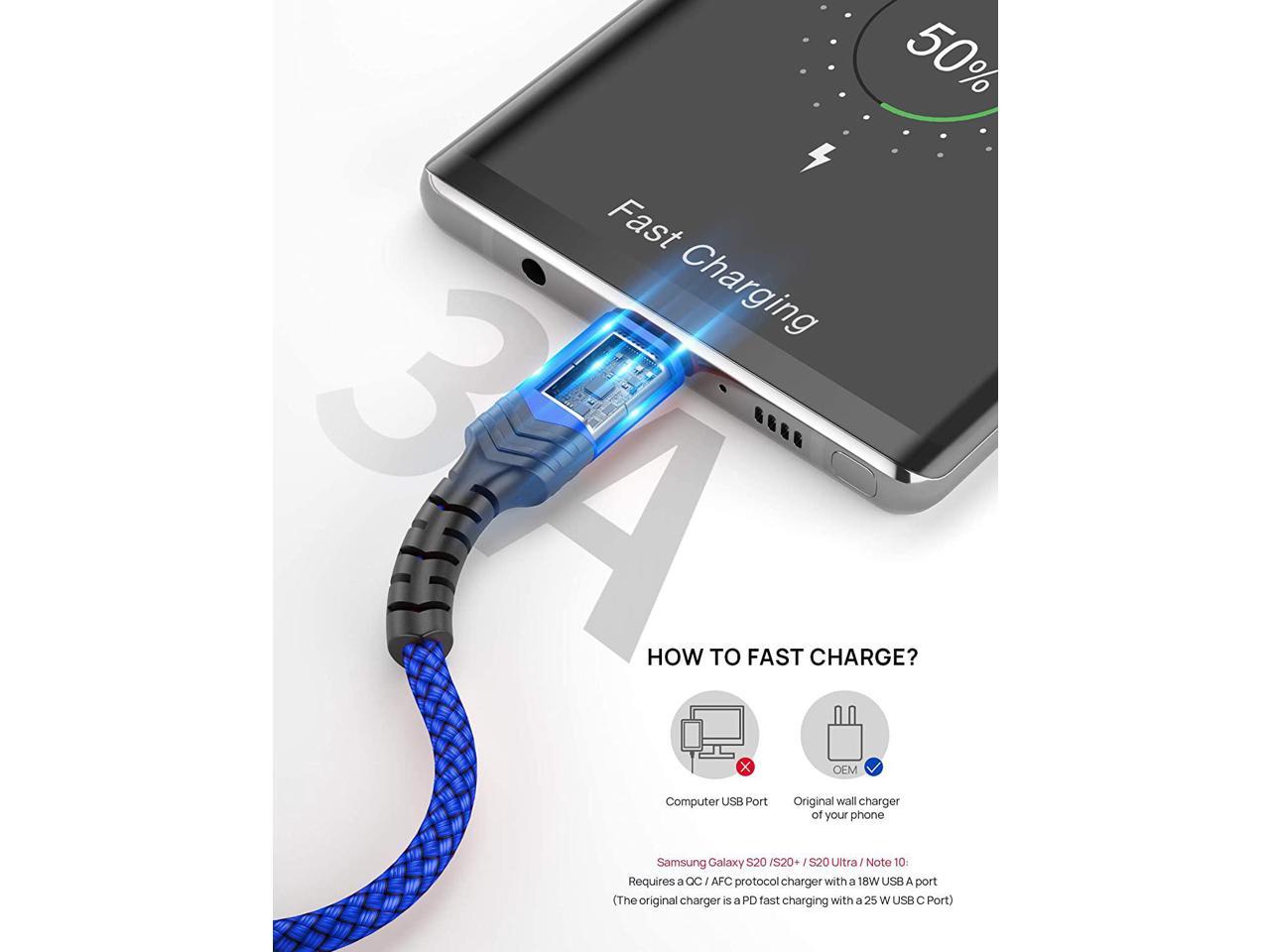 Note 10 9 8 4-Pack 3/6/6/10ft Gray PS5 Controller USB Type C Cable 3A Fast Charging Compatible with Samsung Galaxy S10 S9 S8 S20 Plus A51 A11 