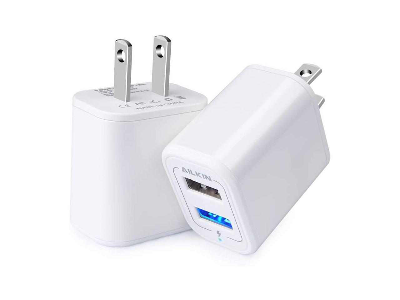 7,6 Plus 8 11Pro Max X Samsung Galaxy Power Adapter Cube 2 Port Charge Travel Brick Cell Quick Chargers Box cargador for iPhone SE Wall Charger Fast Charging Block AILKIN USB Plug LG iPad 