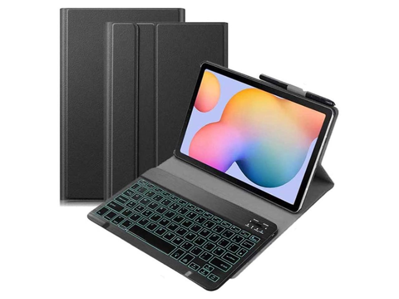 for Samsung Galaxy Tab S7 Plus 12.4 inch 2020 Keyboard Leather Case 7 Color Backlit Slim PU Case
