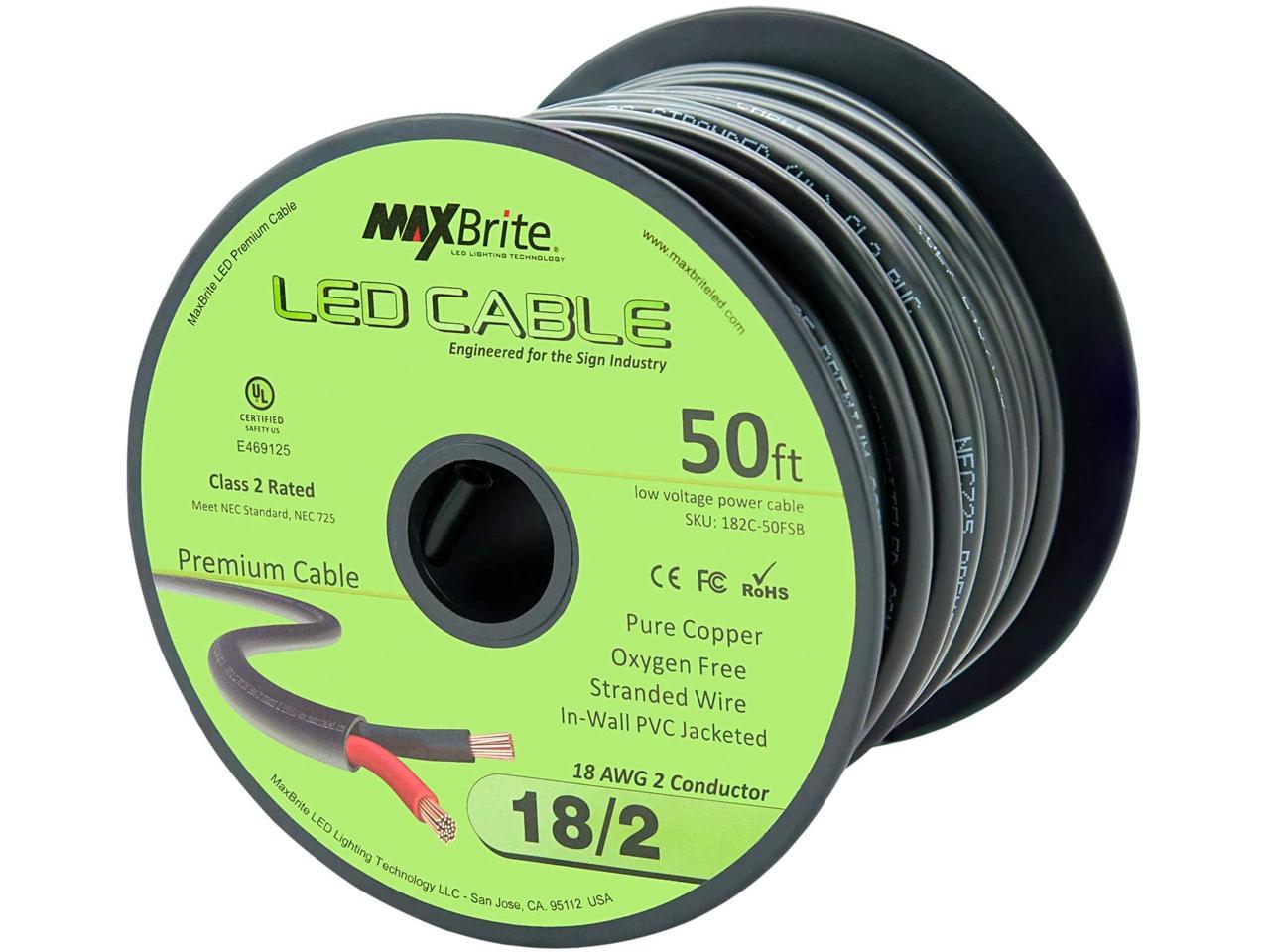18AWG Low Voltage LED Cable 3 Conductor Jacketed In-Wall Speaker Wire UL/cUL Class 2 500 ft reel 