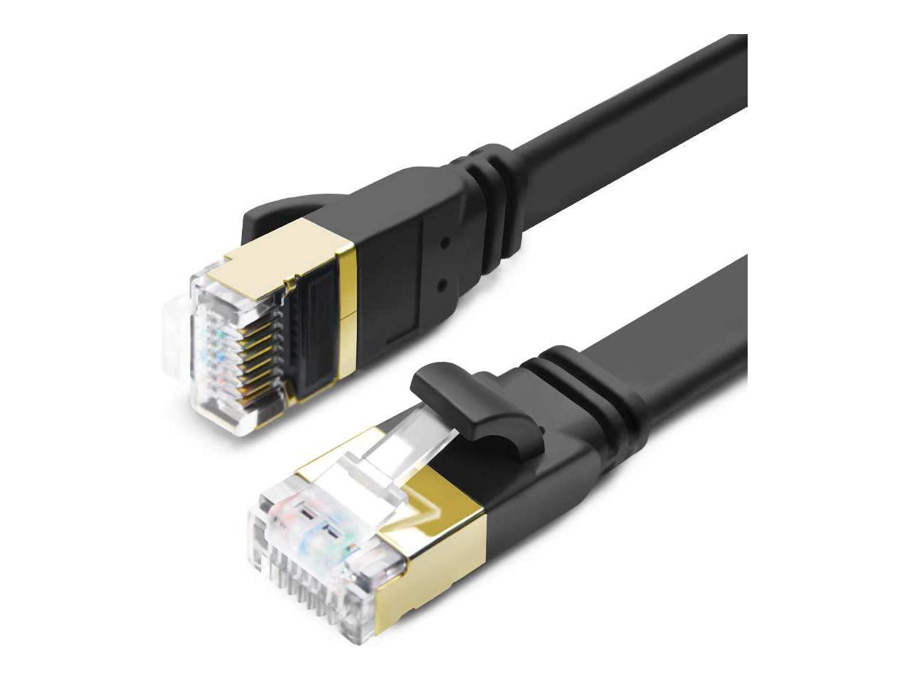 CAT 8 Ethernet Cable 6ft 3 Pack Flat CAT8 Cord 6ft/3 Pack/Black Faster Than CAT7/CAT6/CAT5e Modem Router High Speed 40Gbps 2000MHz SFTP Network LAN Cable with Gold Plated RJ45 for Gaming 