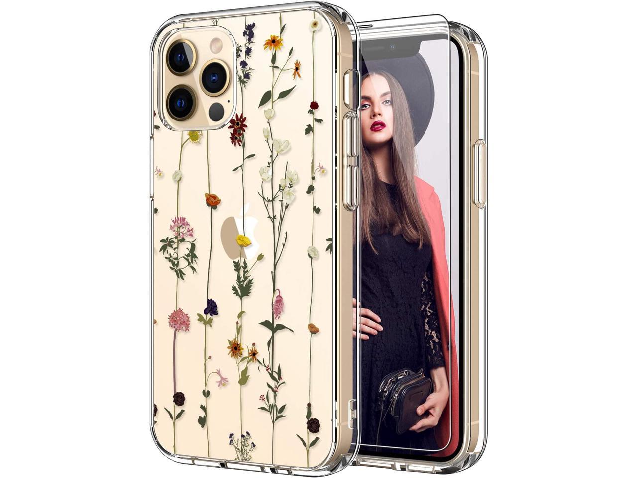 Icedio For Iphone 12 Mini Case With Screen Protectorclear With Elegant Floral Flower Patterns For Girls Womenshockproof Slim Fit Tpu Cover Protective Phone Case For Iphone 12 Mini 5 4 Newegg Com