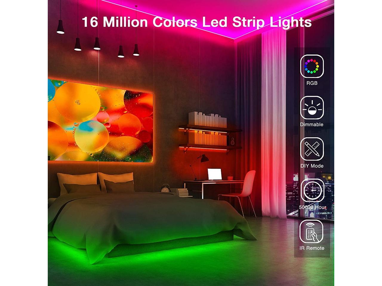Home Decoration¡­ Party Volivo 65.6ft Led Strip Lights RGB Color Changing Led Lights for Bedroom with 44 Keys Remote for Room