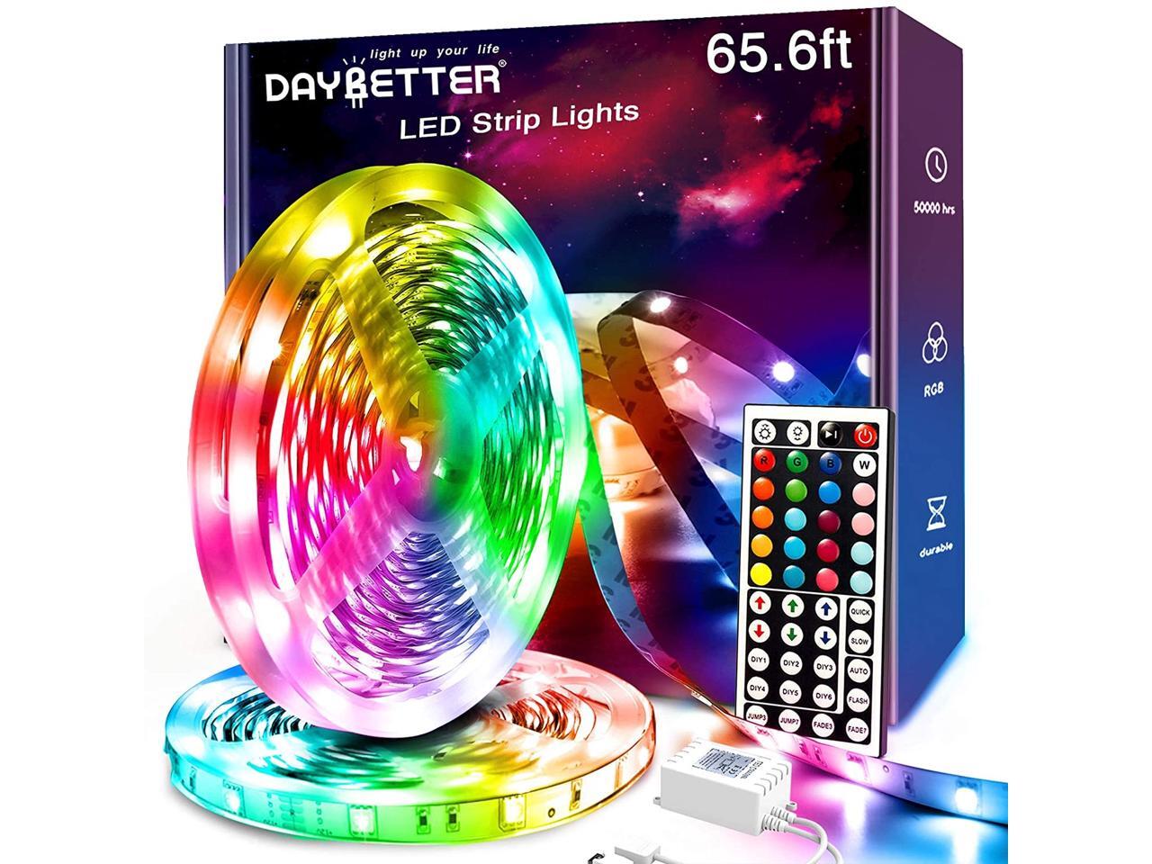 Daybetter Led Strip Lights 65.6ft 360Leds RGB Led Light Strips Kits with  Remote Color Changing Led Lights for Bedroom Room Tv Kitchen Desk Party -  Newegg.com