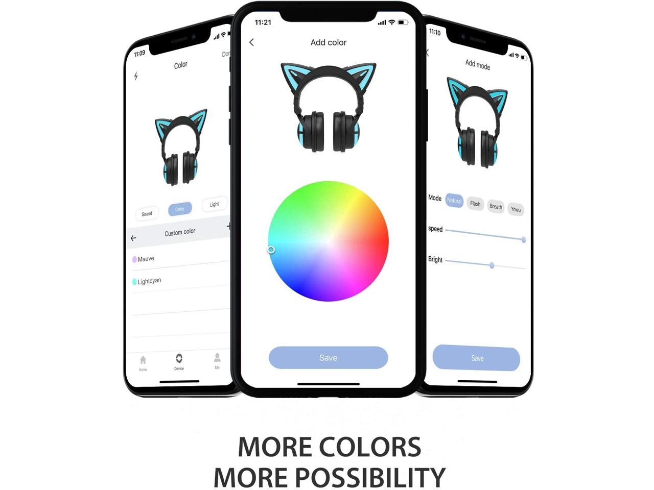 YOWU RGB Cat Ear Headphone 3G Wireless Bluetooth 5.0 Foldable Gaming  Headset with 7.1 Surround Sound, Built-in Mic & Customizable Lighting and  Effect 