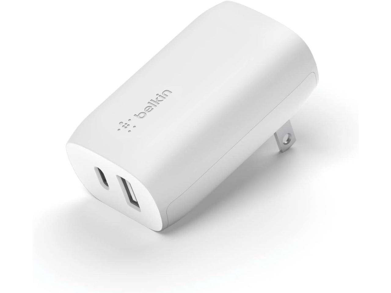 Belkin Doppio Caricabatterie Da Parete USB-C PD 37W Con PPS, Porta USB-C 25W E USB-A 12W, Per IPhone, Samsung E Altri Dispositivi