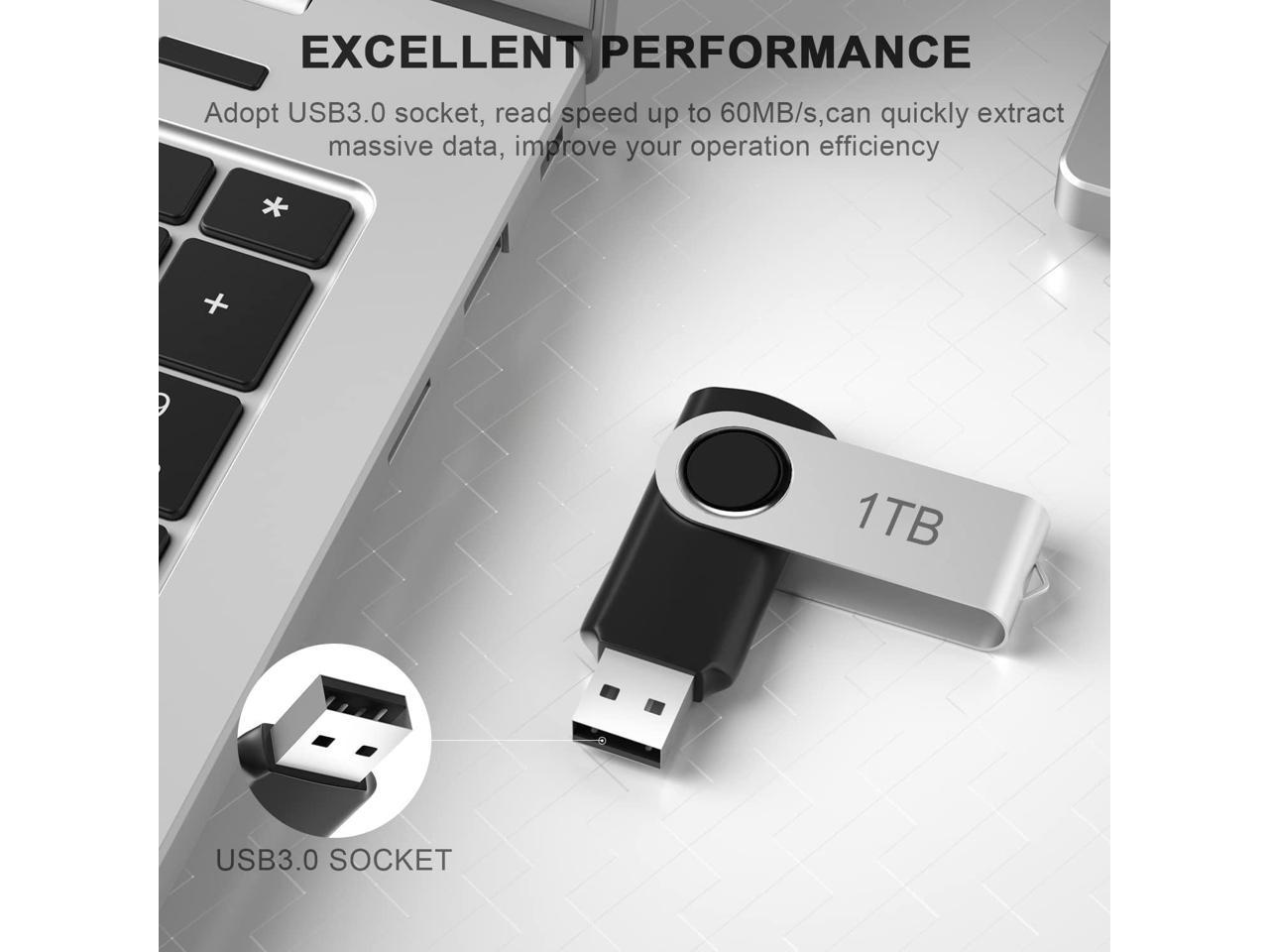 1TB USB 3.0 Flash Drive Read Speeds up to 100MB/Sec Thumb Drive 1TB Memory Stick 1000GB Pen Drive 1TB Swivel Metal Style Keychain Design ZRQ9 