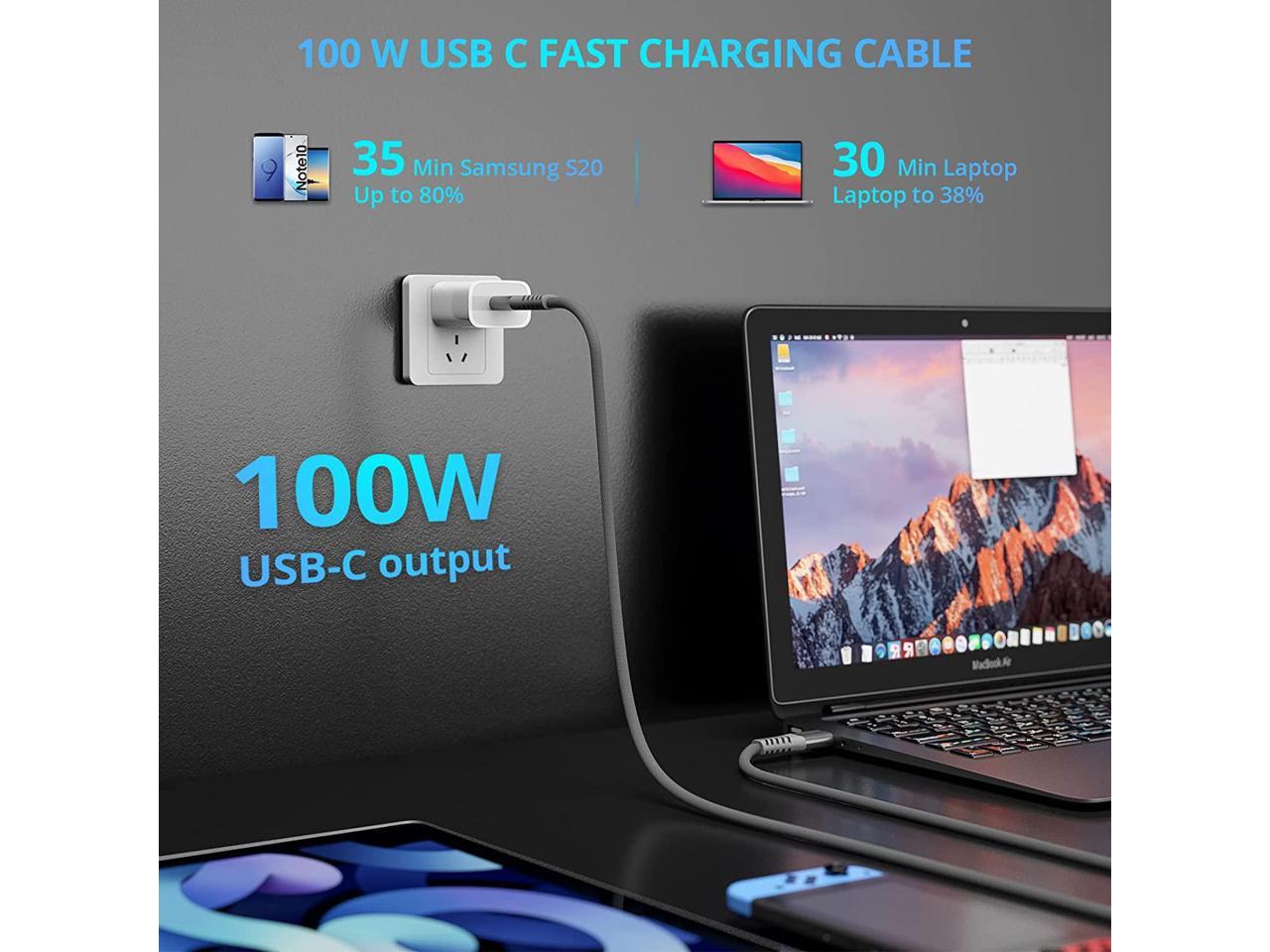 Galaxy -Grey iPad Pro 100W 5A PD QC Type C Fast Charging Cable Nylon Braided Type C Charging Cord Compatible with MacBook Pro iPad Air 4 USB C to USB C Cable 6.6 ft 2 Pack XYYZYZ 