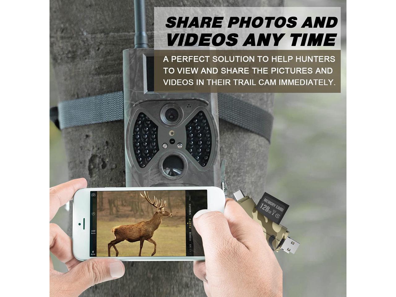 Trail Camera Viewer SD Card Reader,4 in 1 SD and Micro SD Memory Card Reader 