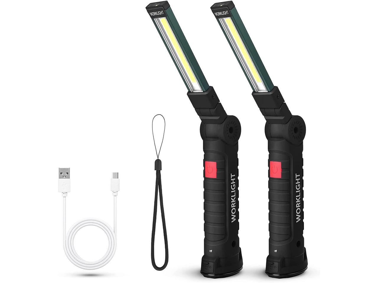 2x USB Rechargeable 60COB LED Emergency Car Work Light Lamp Flashlight Magnetic 