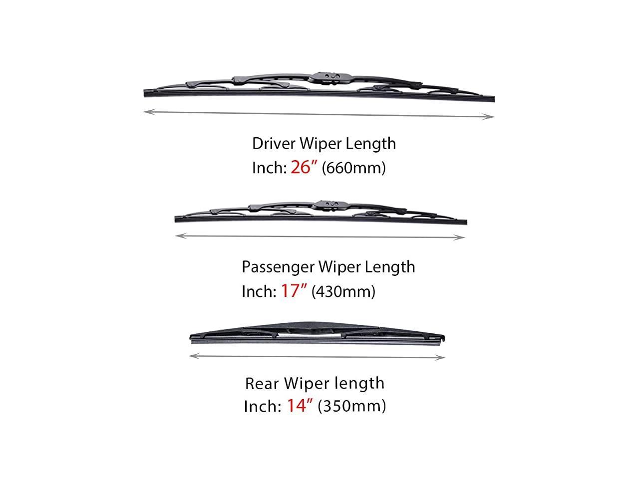 Front and Rear Windshield Wiper Blade Kit - Replacement for Subaru Outback 2015-2018 Full Size 2015 Subaru Outback Rear Wiper Blade Size
