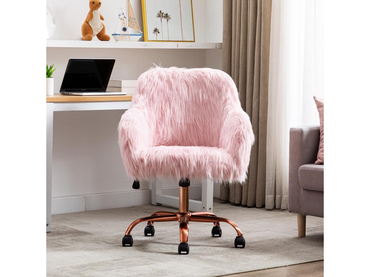 Duhome Faux Fur Home Office Chair for Women, Vanity Chair for Teen ...