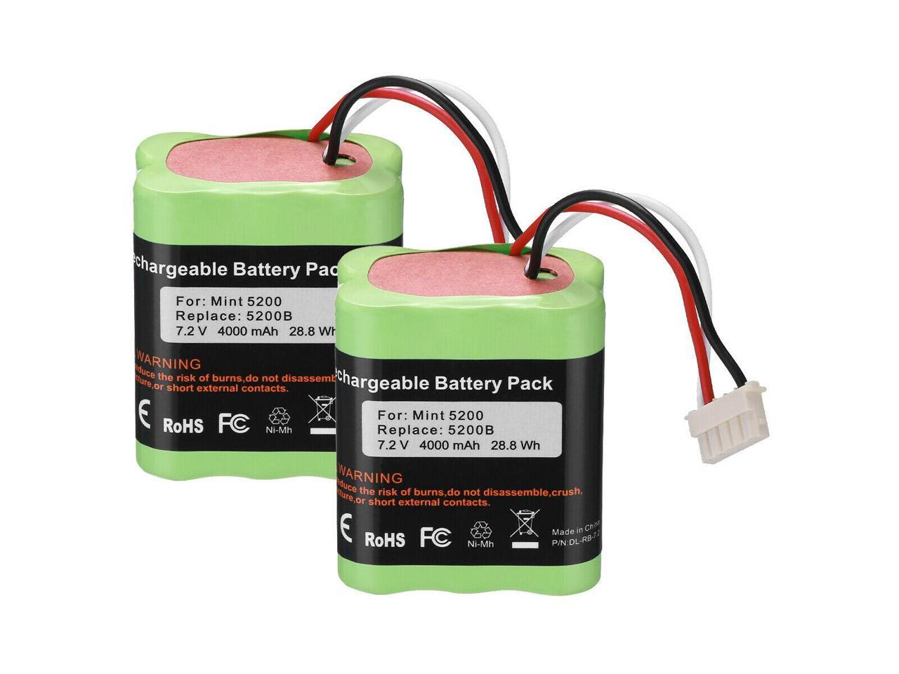4.0Ah 7.2V NiMH Vacuum Battery For iRobot Mint Plus 5200B 5200 5200c Braava 380t 